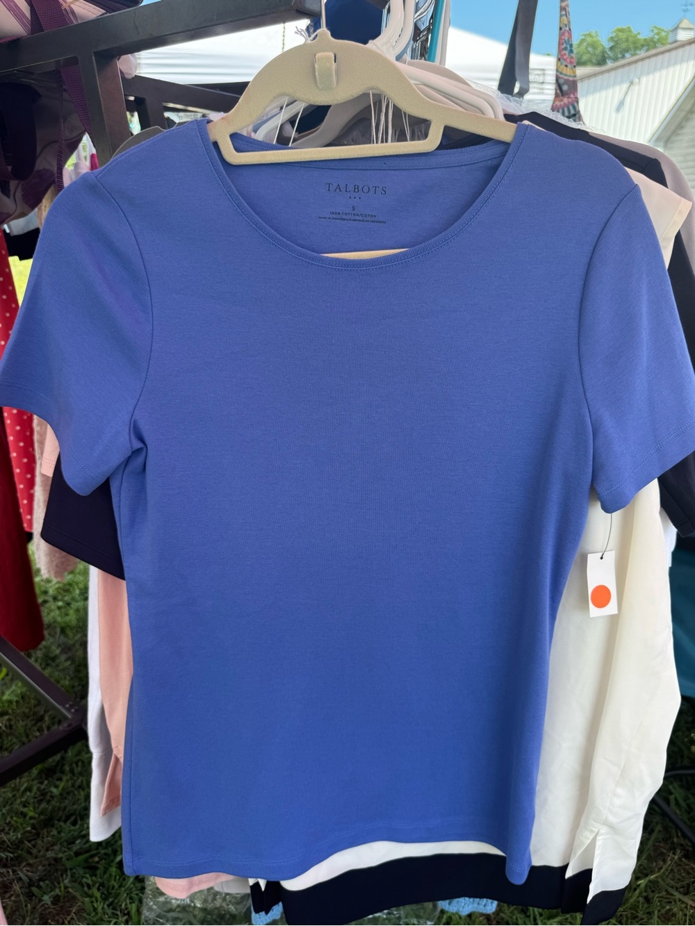Talbots Short Sleeve Crewneck Top - Periwinkle Blue